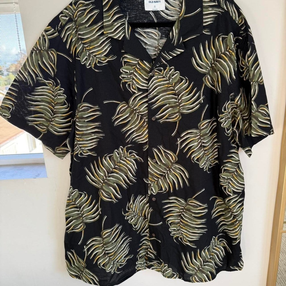 Old Navy hemp blend Hawaiian shirt XXLT tropical camp collar coastal grandpa